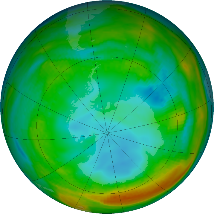 Antarctic ozone map for 30 July 1982